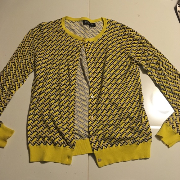 Jones New York Sweaters - Jones New York S yellow black tan cardigan